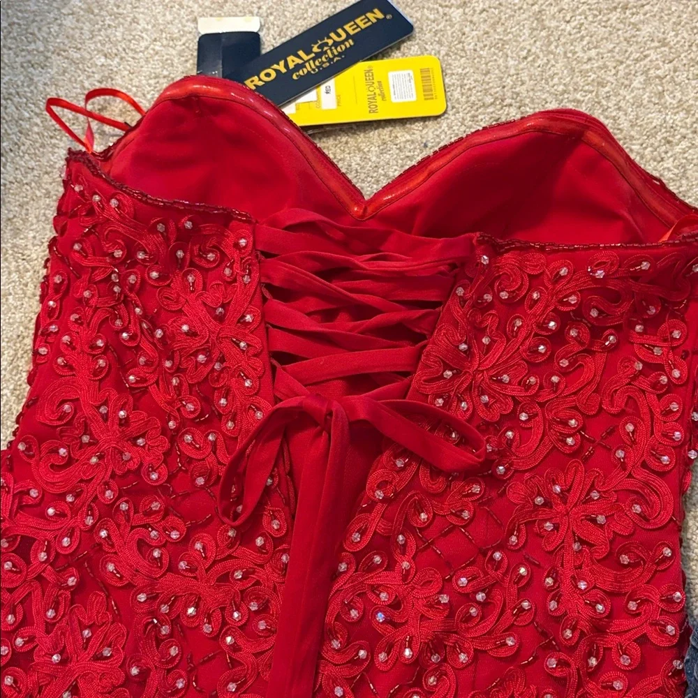 Elegant Red Strapless Gown - Picture 5 of 10